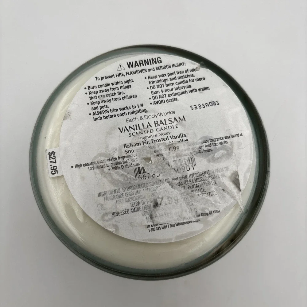 Bath & Body Works VANILLA BALSAM 3 Wick CANDLE 25-45 Hrs Christmas Holiday NEW